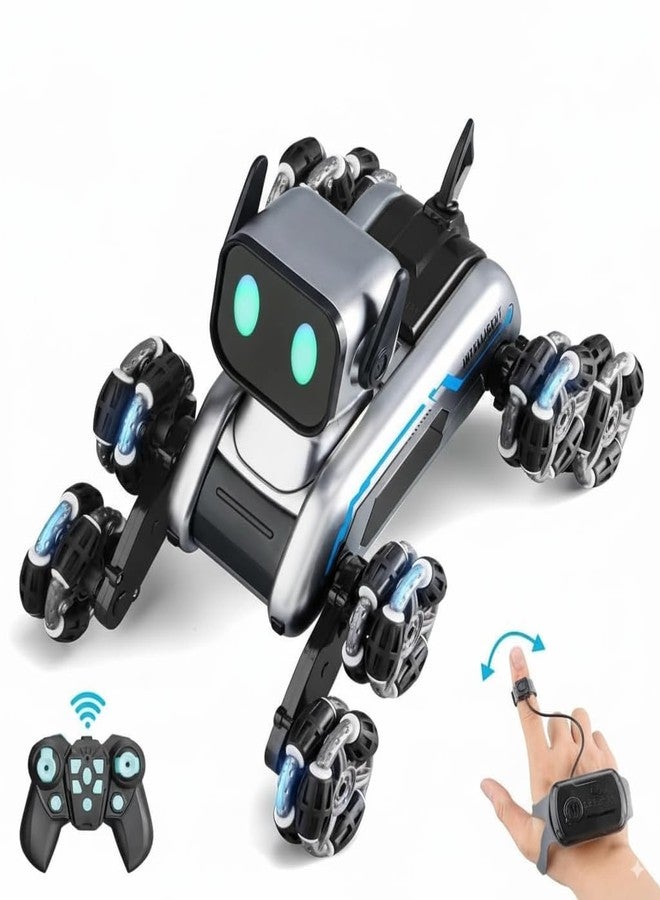 Onecado Remote Control Car for Kids & Adults 8WD Gesture Sensor RC Stunt Car with Lights, Music & Robot Dog Design 360° Rotating Drift RC Vehicle Toy Birthday Gift for Boys & Girls - Black - Image 3